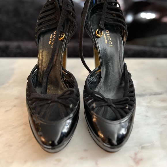 Gucci Black Patent Suede Heels size 8 - Picture 2 of 8